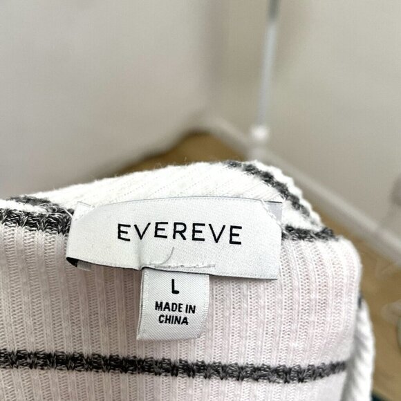 EVEREVE Ruffle Puff Sleeve Stripe Knit Sweater Top Black White size Large - Picture 8 of 9